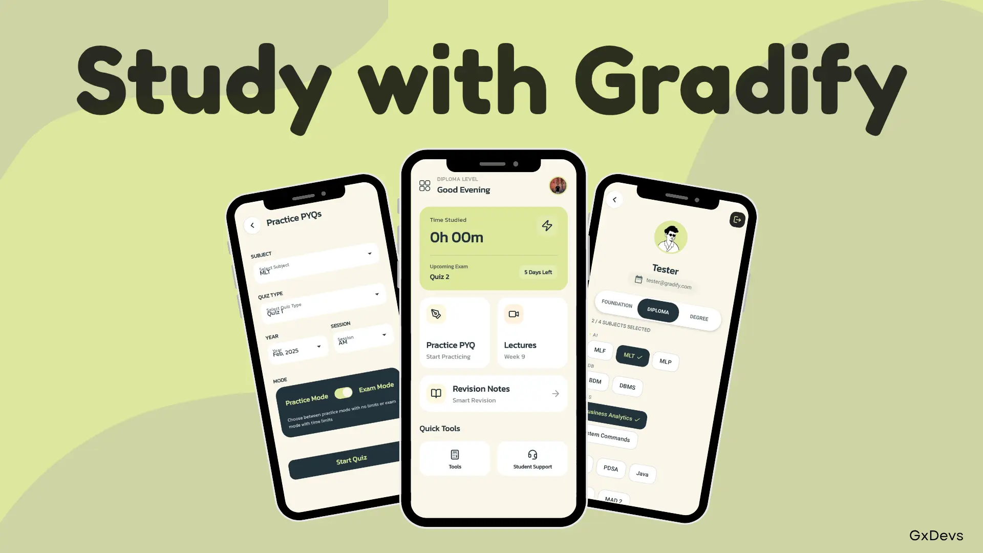 Gradify Android app onboarding screen for IIT Madras BS students