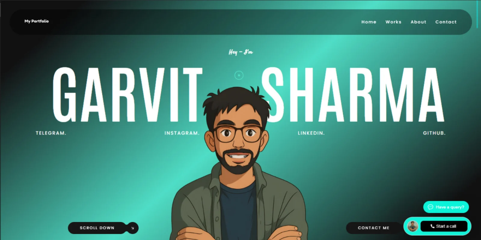 Previous personal portfolio website homepage preview